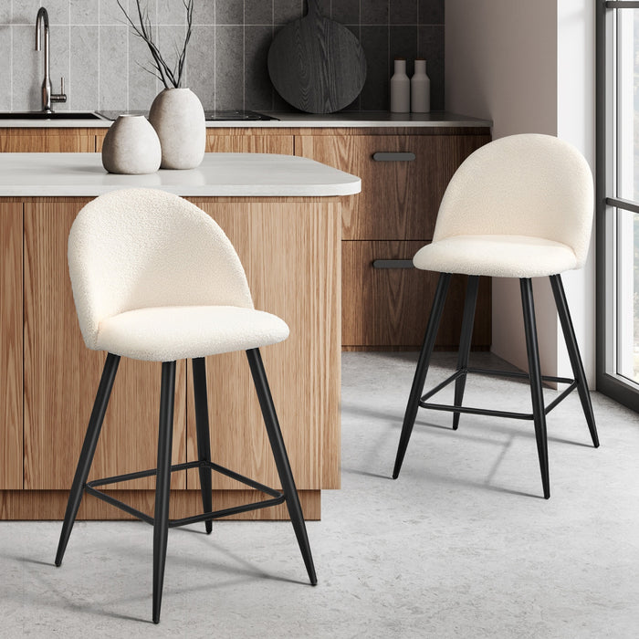 2X Bar Stools Kitchen Dining Chairs Counter Stool Boucle Padded