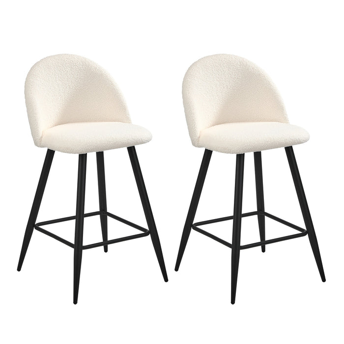 2X Bar Stools Kitchen Dining Chairs Counter Stool Boucle Padded