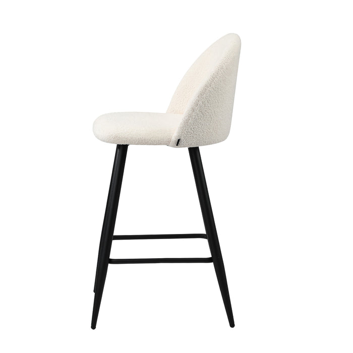 2X Bar Stools Kitchen Dining Chairs Counter Stool White Boucle Padded