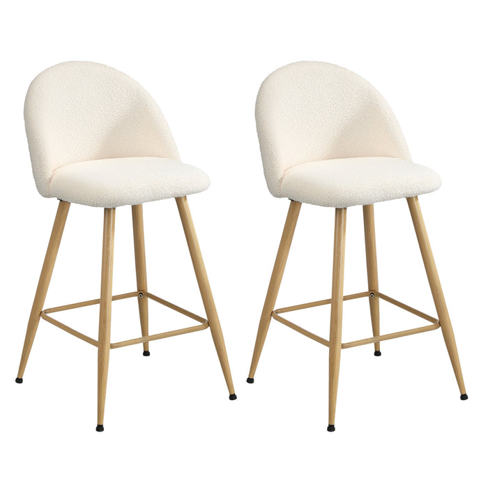 2X Bar Stools Kitchen Dining Chairs Counter Stool Boucle Padded Stools
