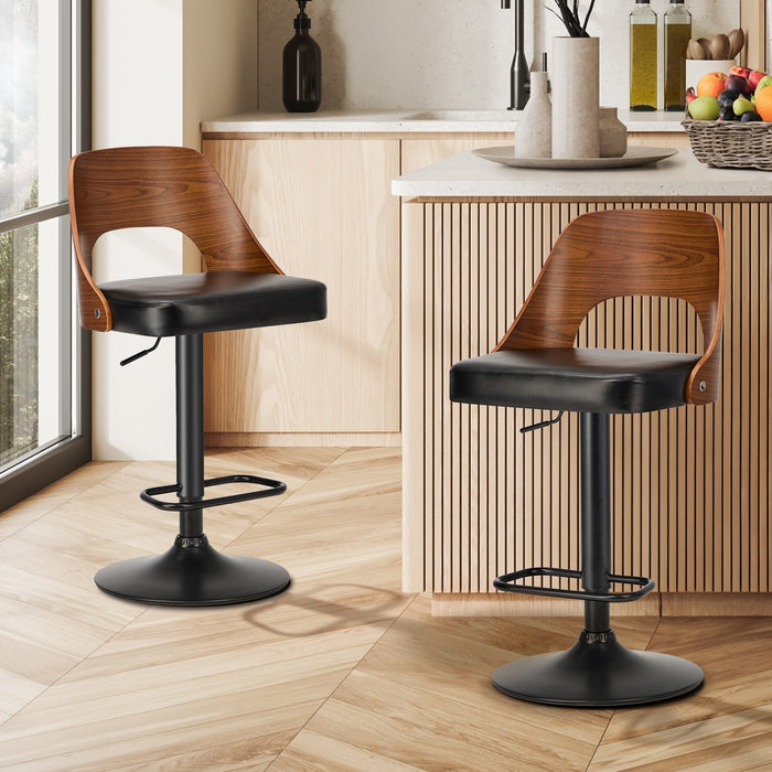 2X Bar Stools Swivel Counter Stool Kitchen Gas Lift Chair Leather Black
