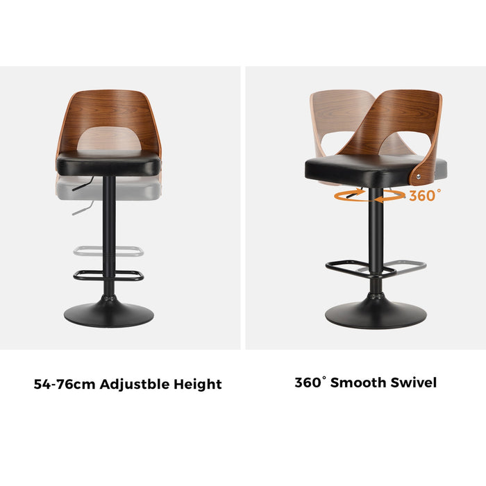 2X Bar Stools Swivel Counter Stool Kitchen Gas Lift Chair Leather Black