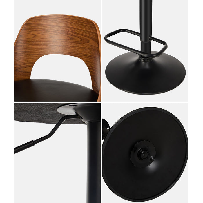 2X Bar Stools Swivel Counter Stool Kitchen Gas Lift Chair Leather Black