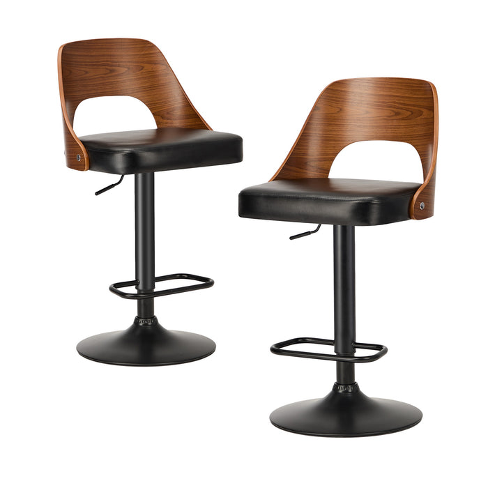 2X Bar Stools Swivel Counter Stool Kitchen Gas Lift Chair Leather Black