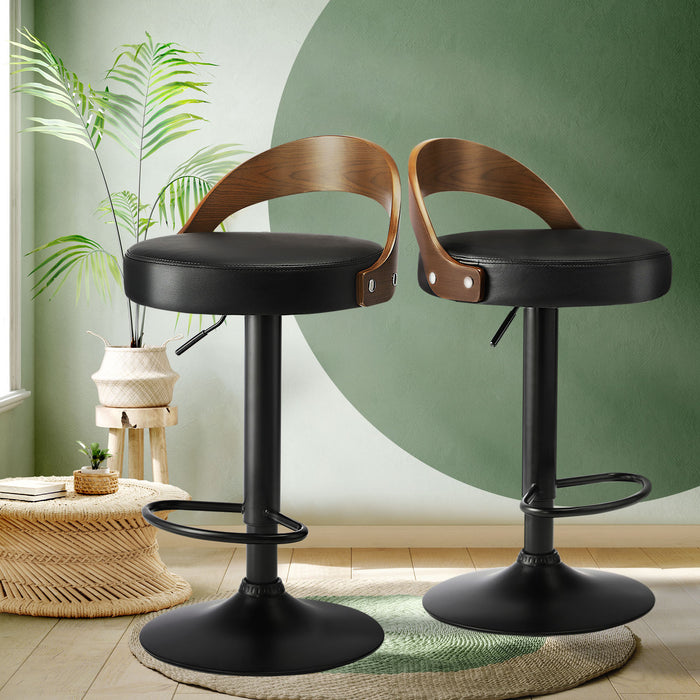 Bar Stools Gas Lift Kitchen Dining Chair Stool Swivel Pu Leather X2 / X4