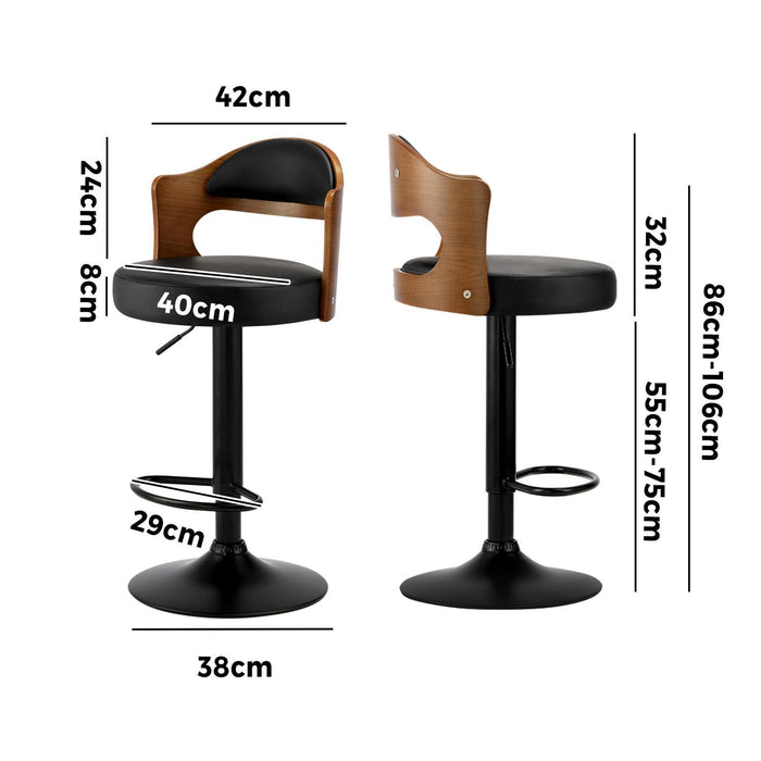 Bar Stools Kitchen Swivel Barstool Chair Gas Lift Metal Pu Leather ×2