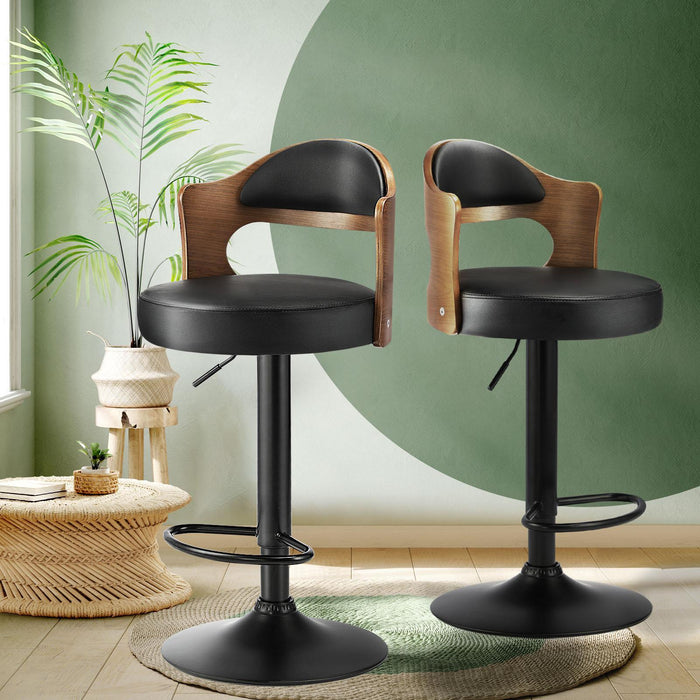 Bar Stools Kitchen Swivel Barstool Chair Gas Lift Metal Pu Leather ×2