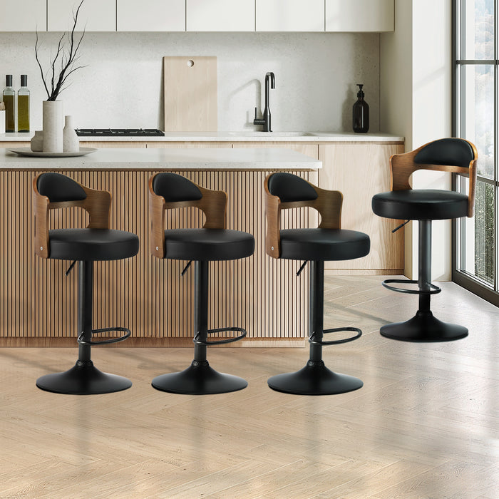 4X Bar Stools Kitchen Swivel Barstool Chair Gas Lift Metal Leather