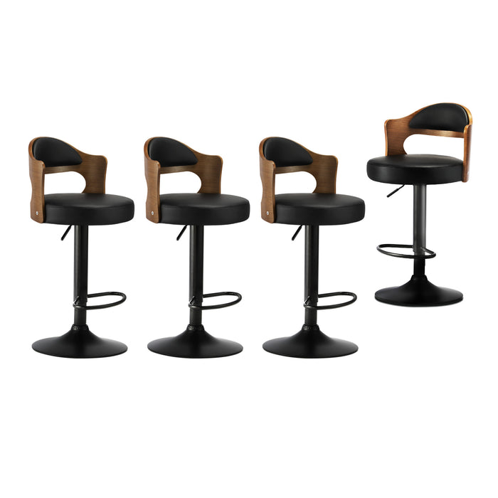 4X Bar Stools Kitchen Swivel Barstool Chair Gas Lift Metal Leather