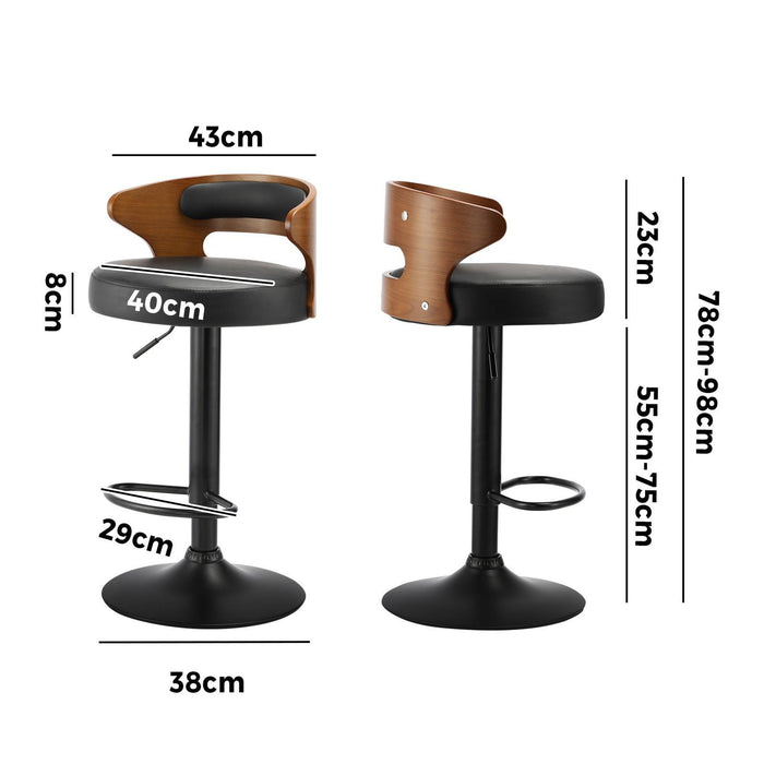 Bar Stools Gas Lift Kitchen Dining Chair Stool Swivel Pu Leather X2 / X4