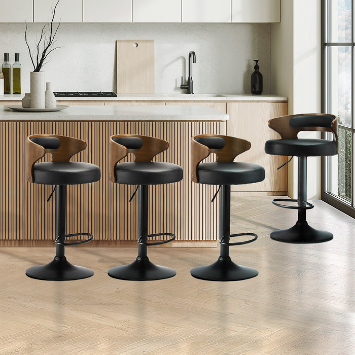 4X Bar Stools Kitchen Gas Lift Swivel Chairs Stool Wooden Barstool
