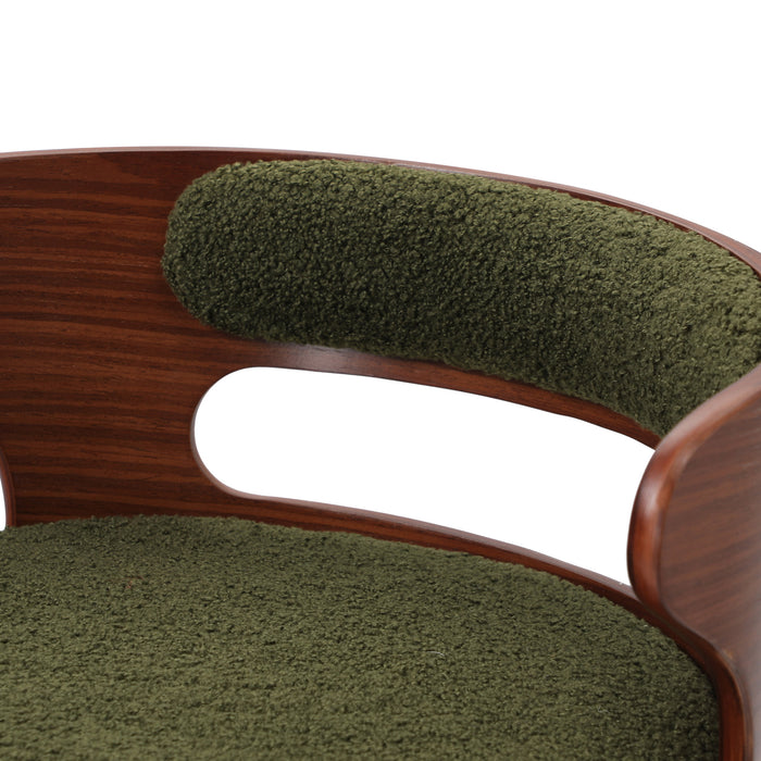 2X Bar Stools Kitchen Gas Lift Swivel Chairs Stool Wooden Boucle Green