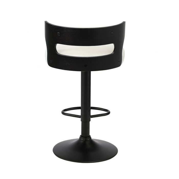 2X Bar Stools Kitchen Gas Lift Swivel Chairs Stool Wooden Boucle White