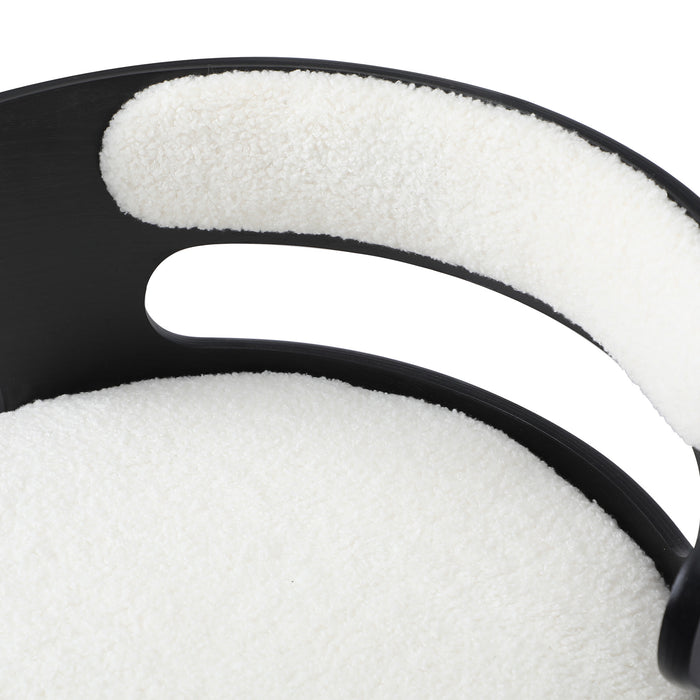 2X Bar Stools Kitchen Gas Lift Swivel Chairs Stool Wooden Boucle White