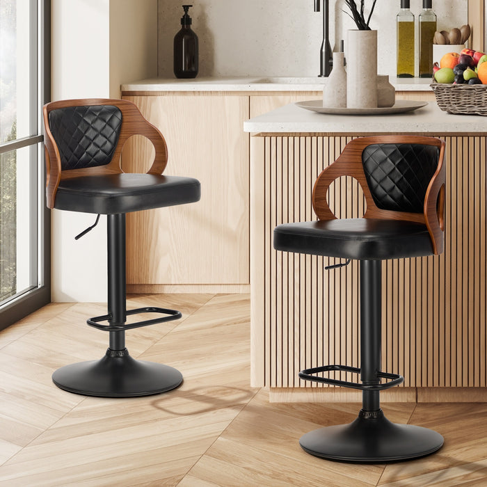 2X Bar Stools Kitchen Gas Lift Swivel Chairs Wooden Barstool