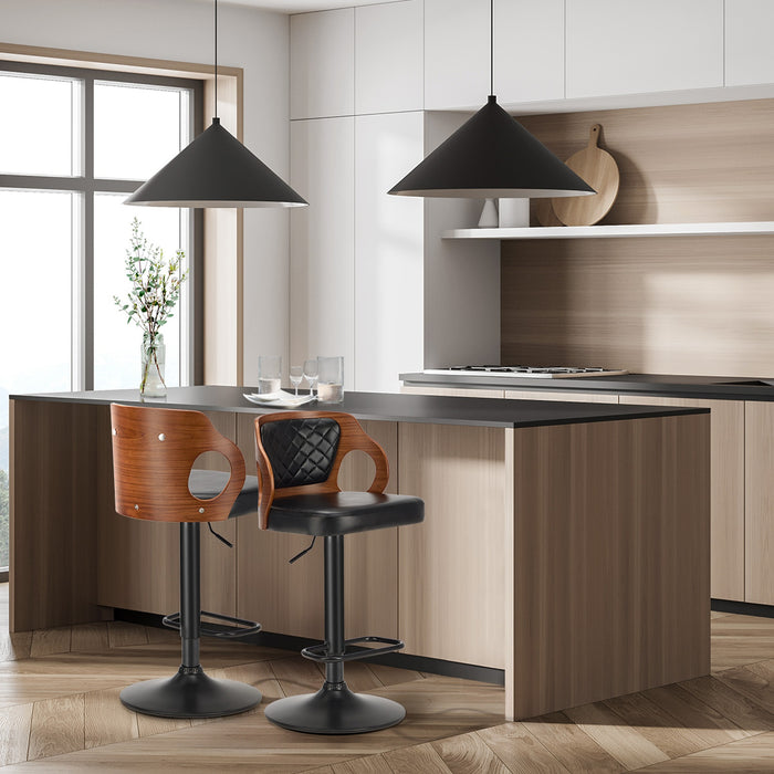 2X Bar Stools Kitchen Gas Lift Swivel Chairs Wooden Barstool