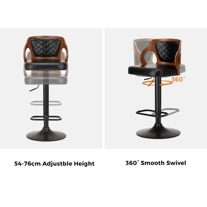 2X Bar Stools Kitchen Gas Lift Swivel Chairs Wooden Barstool