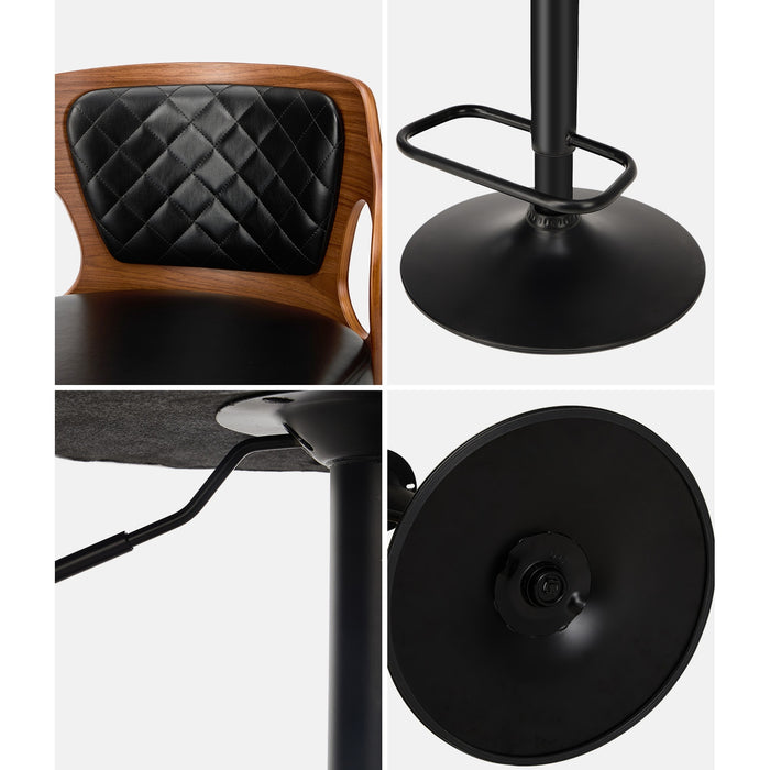 2X Bar Stools Kitchen Gas Lift Swivel Chairs Wooden Barstool