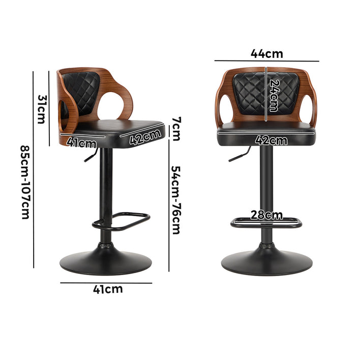 2X Bar Stools Kitchen Gas Lift Swivel Chairs Wooden Barstool