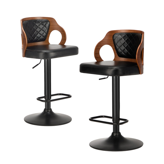 2X Bar Stools Kitchen Gas Lift Swivel Chairs Wooden Barstool
