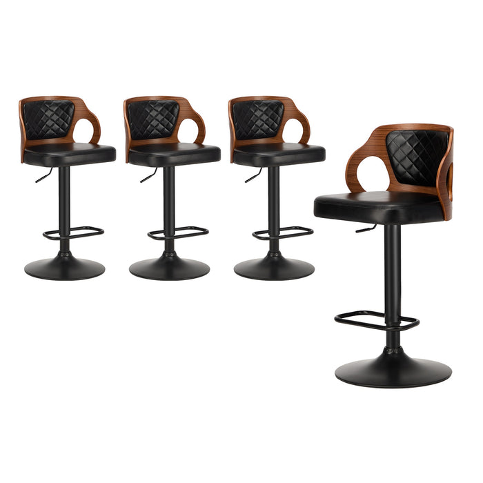 4X Bar Stools Kitchen Gas Lift Swivel Chairs Wooden Barstool