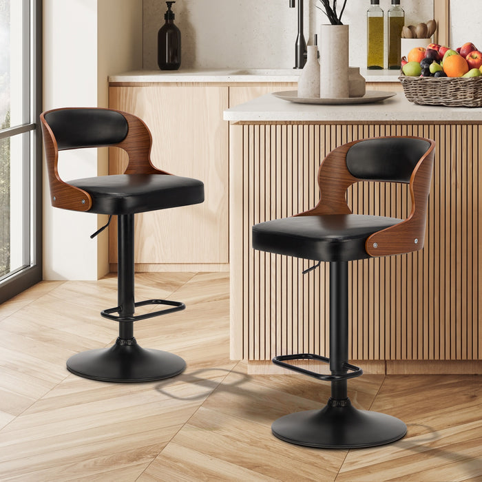 2X Bar Stool Gas Lift Kitchen Swivel Chair Leather Luka