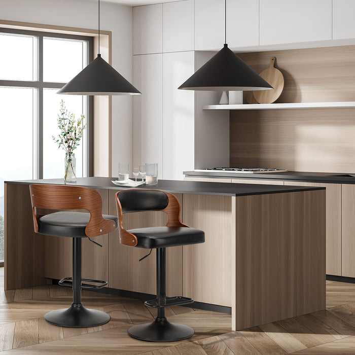2X Bar Stool Gas Lift Kitchen Swivel Chair Leather Luka