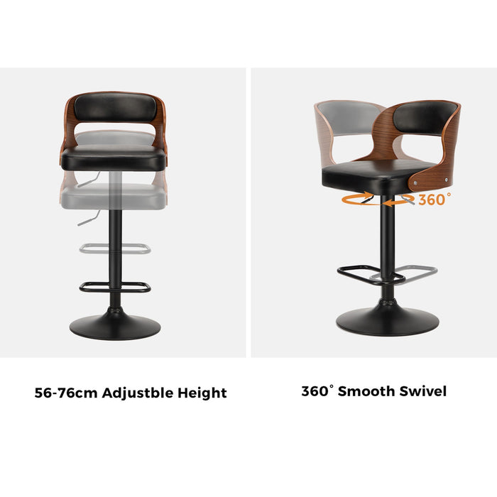 2X Bar Stool Gas Lift Kitchen Swivel Chair Leather Luka