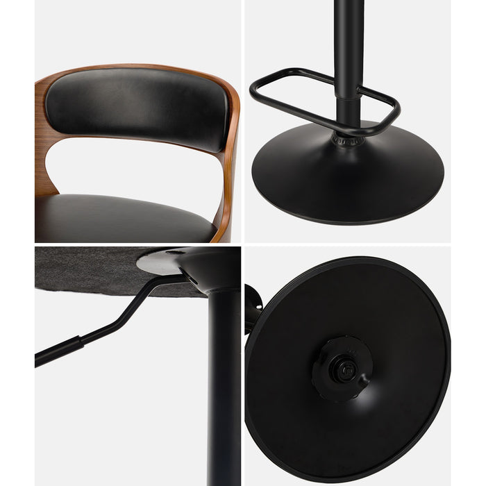 2X Bar Stool Gas Lift Kitchen Swivel Chair Leather Luka