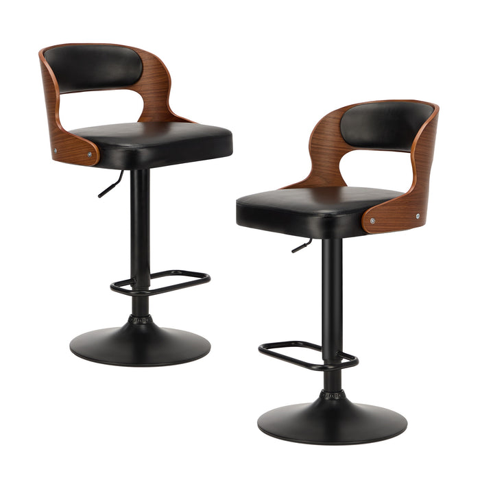 2X Bar Stool Gas Lift Kitchen Swivel Chair Leather Luka