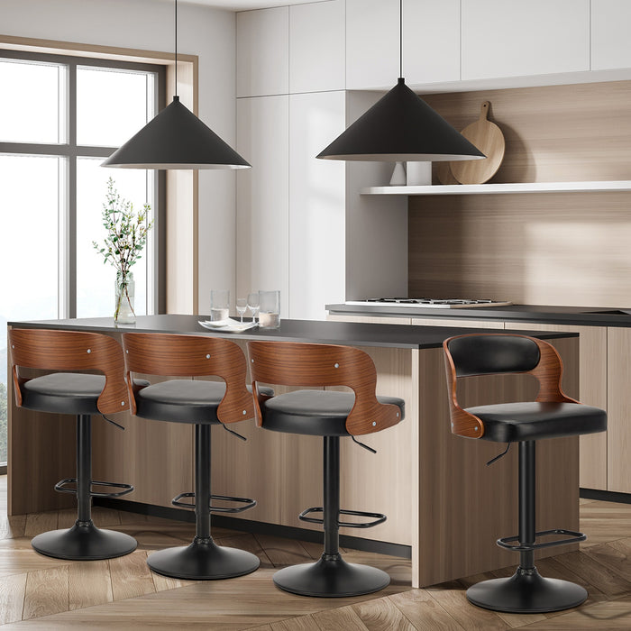 4X Bar Stool Gas Lift Kitchen Swivel Chair Leather Luka