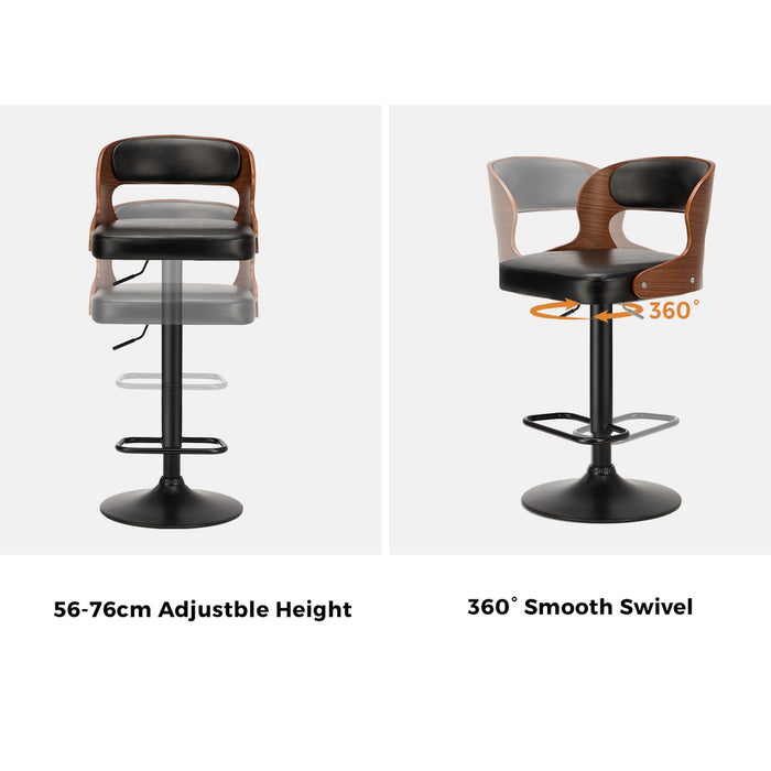 4X Bar Stool Gas Lift Kitchen Swivel Chair Leather Luka