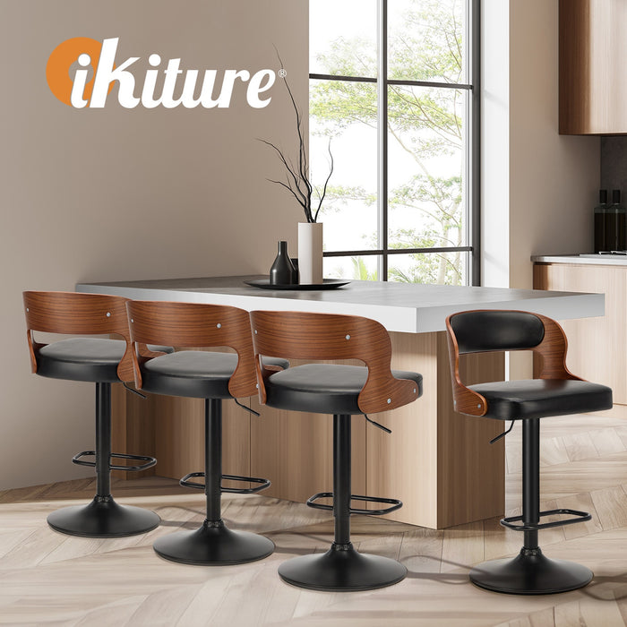 4X Bar Stool Gas Lift Kitchen Swivel Chair Leather Luka