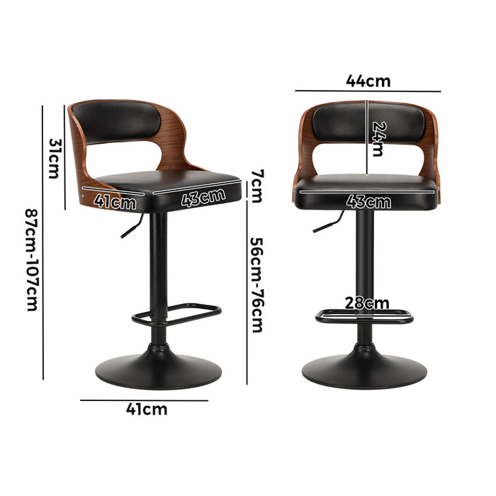 4X Bar Stool Gas Lift Kitchen Swivel Chair Leather Luka