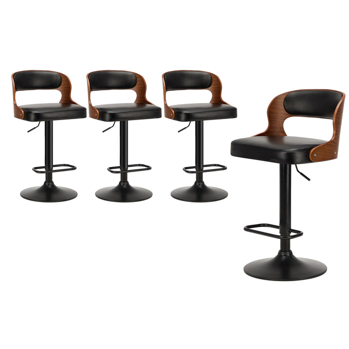 4X Bar Stool Gas Lift Kitchen Swivel Chair Leather Luka