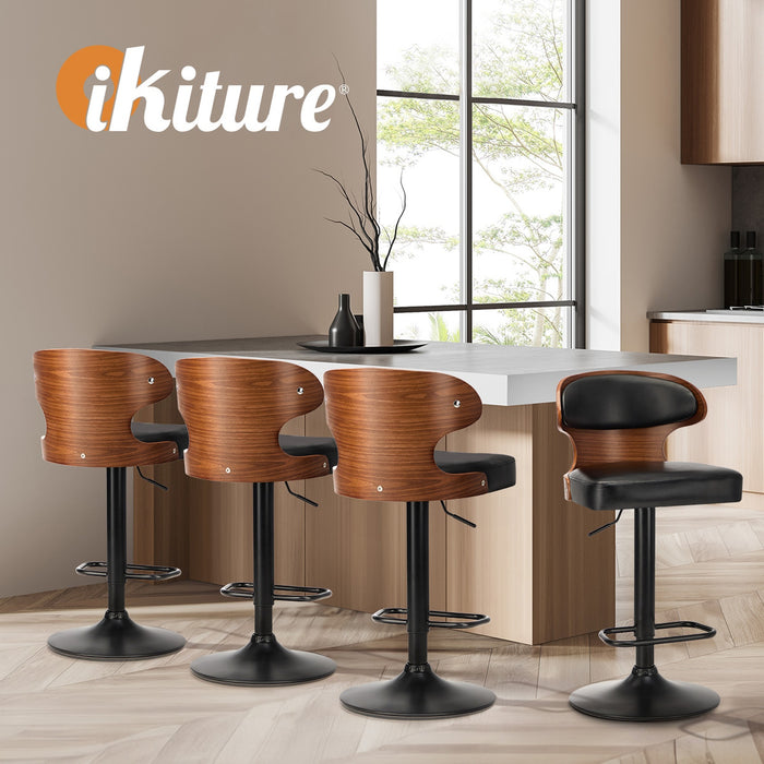 2X Bar Stools Swivel Kitchen Bar Chairs Gas Lift Stool Leather Black