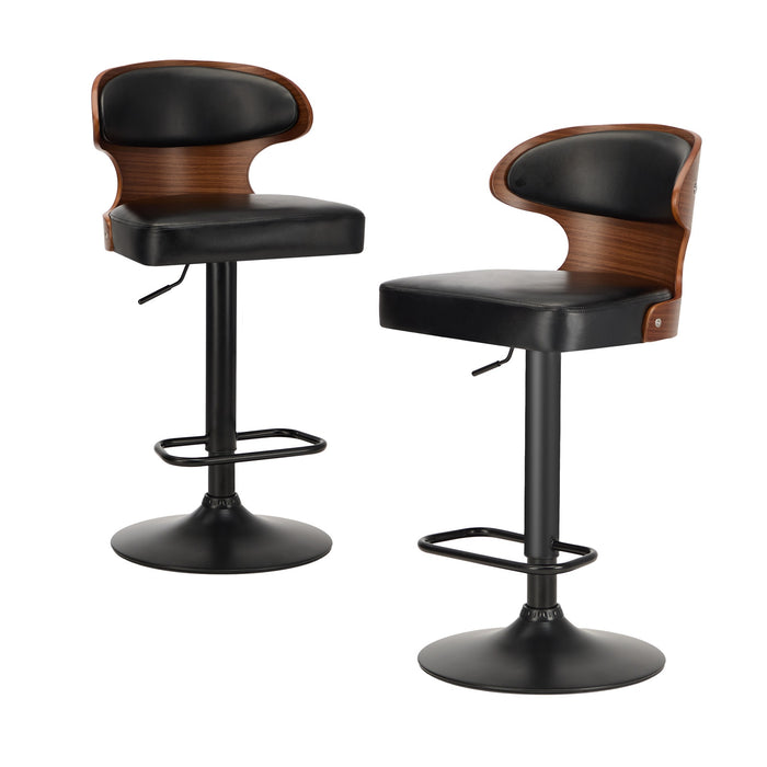 2X Bar Stools Swivel Kitchen Bar Chairs Gas Lift Stool Leather Black