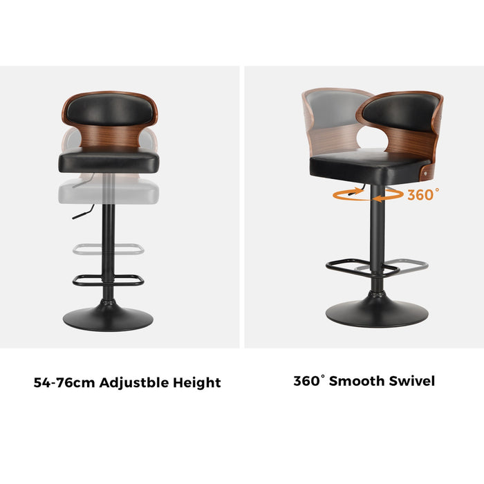 4X Bar Stools Swivel Kitchen Bar Chairs Gas Lift Stool Leather Black