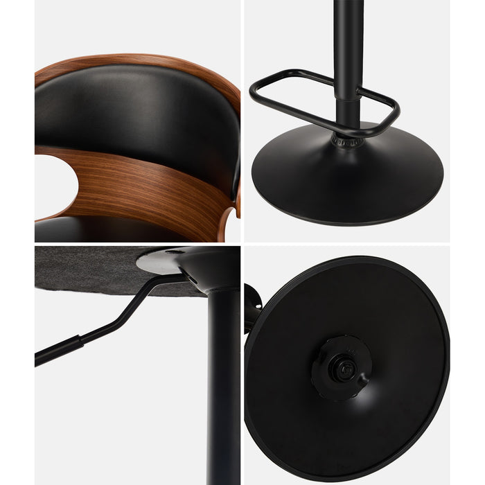 4X Bar Stools Swivel Kitchen Bar Chairs Gas Lift Stool Leather Black