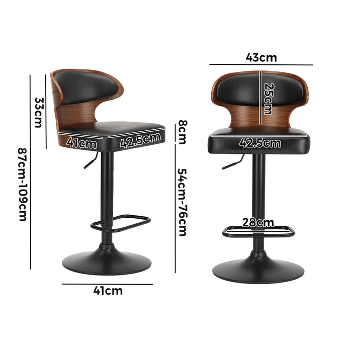 4X Bar Stools Swivel Kitchen Bar Chairs Gas Lift Stool Leather Black