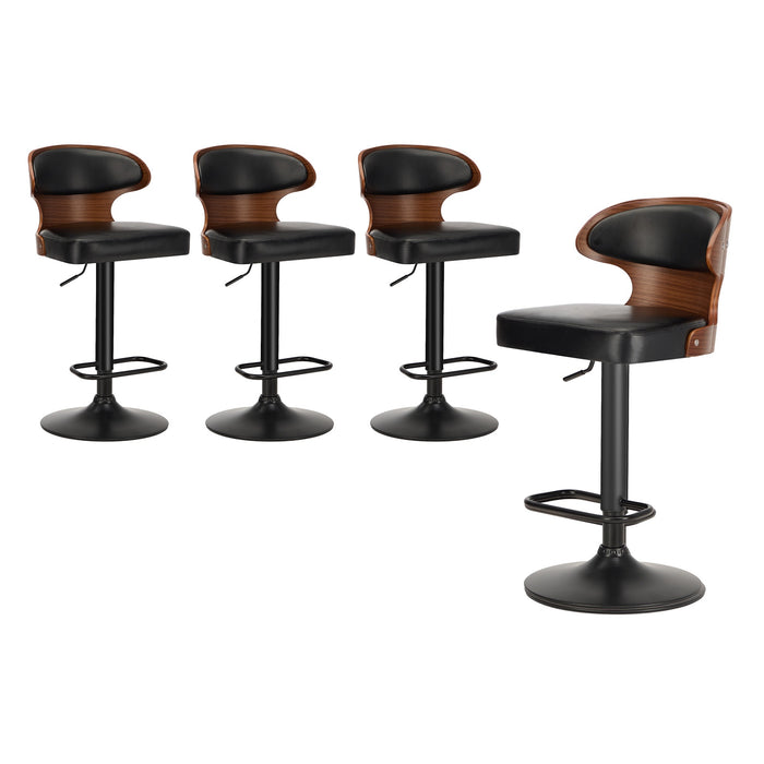 4X Bar Stools Swivel Kitchen Bar Chairs Gas Lift Stool Leather Black