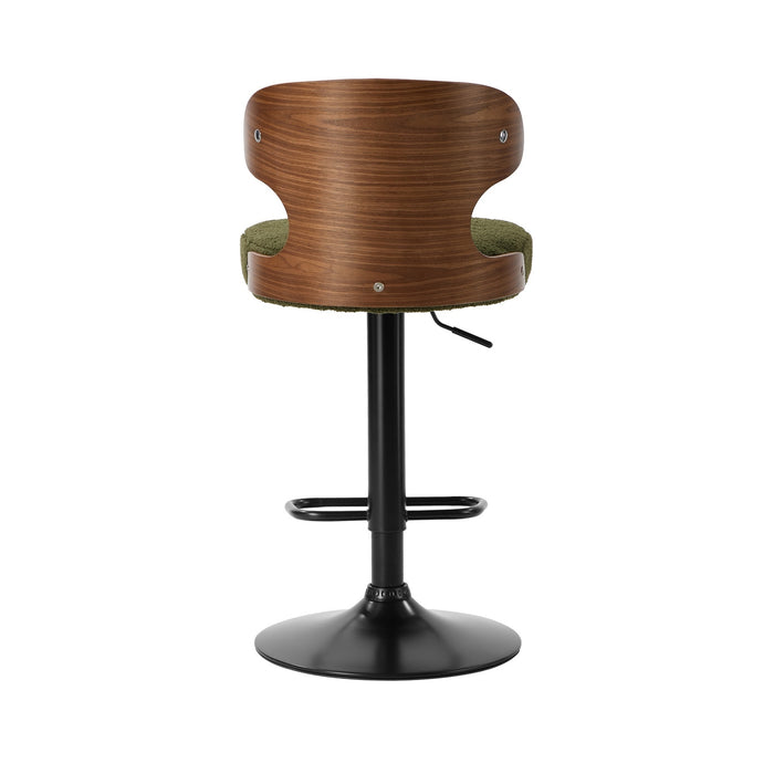 2X Bar Stools Swivel Kitchen Bar Chairs Gas Lift Stool Boucle Green