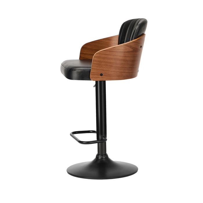 2X Bar Stools Adjustable Counter Height Stool Swivel Leather Black