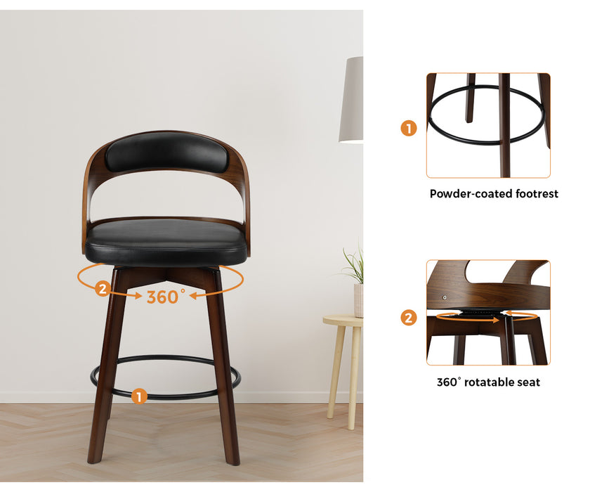2X Bar Stools Kitchen Counter Stool Swivel Dining Chair Pu Leather