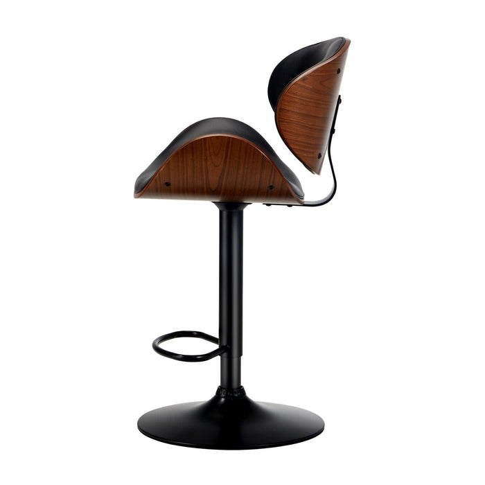 2X Bar Stools Kitchen Stool Swivel Chair Wooden Leather Gas Lift