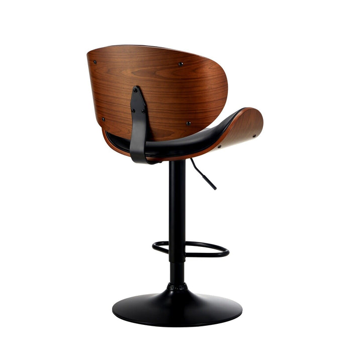 2X Bar Stools Kitchen Stool Swivel Chair Wooden Leather Gas Lift