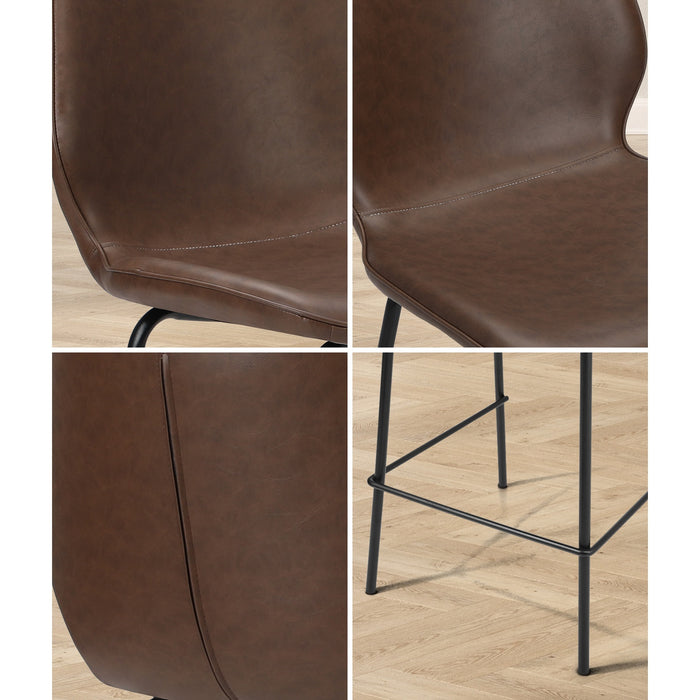 2X Bar Stools Kitchen Dining Chairs Counter Stool Leather Brown
