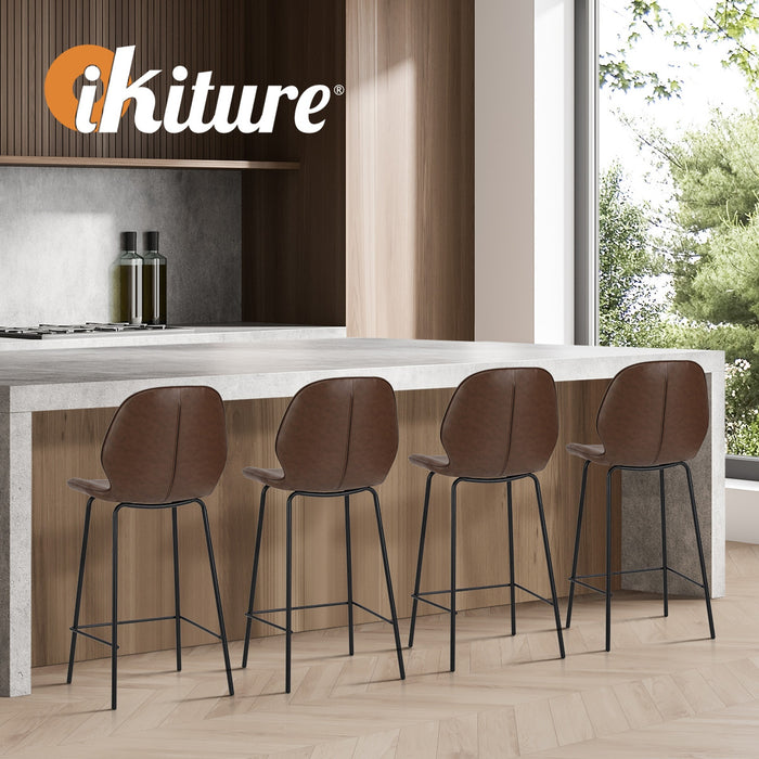 2X Bar Stools Kitchen Dining Chairs Counter Stool Leather Brown