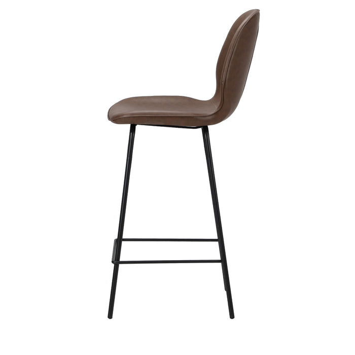 2X Bar Stools Kitchen Dining Chairs Counter Stool Leather Brown