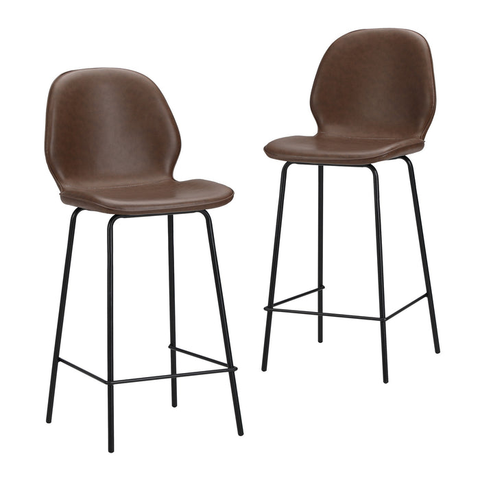 2X Bar Stools Kitchen Dining Chairs Counter Stool Leather Brown